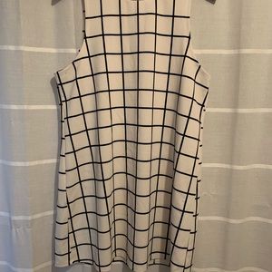 High neck, sleeveless grid dress